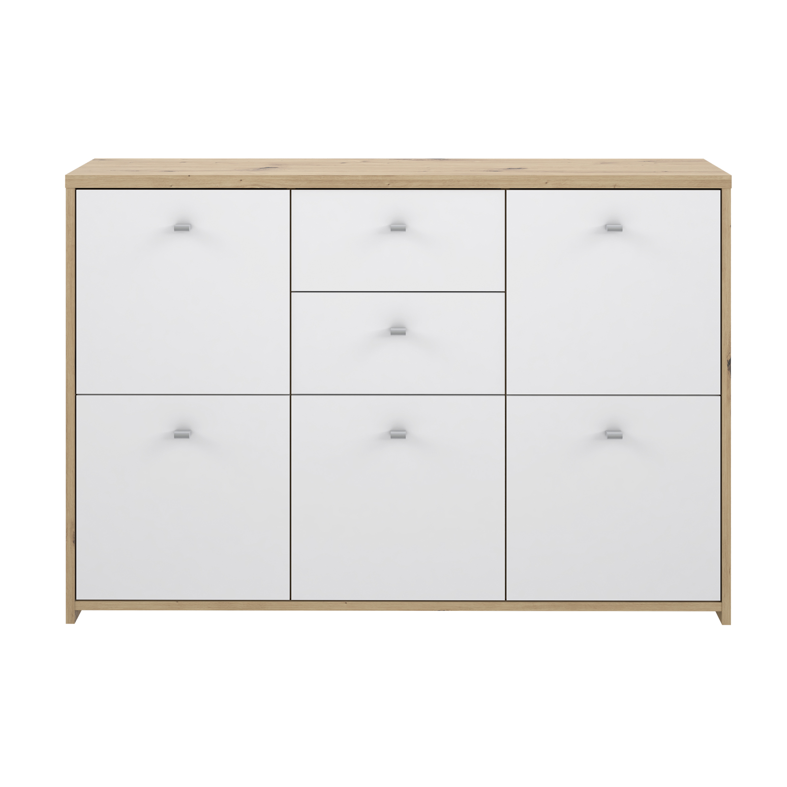 Kommode - Artisan Eiche-weiß - 5 Türen - 114 cm breit