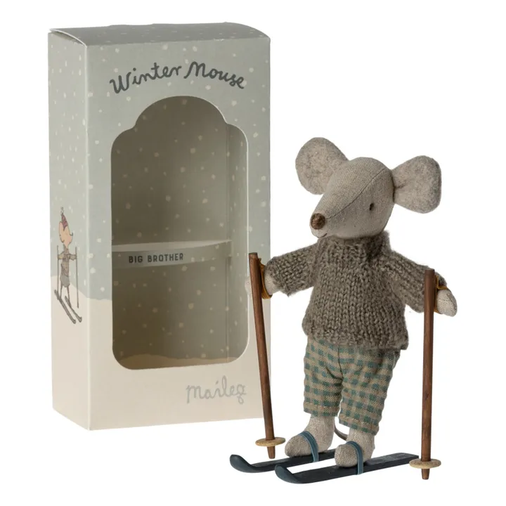 Maileg Grand frère souris avec sa paire de ski