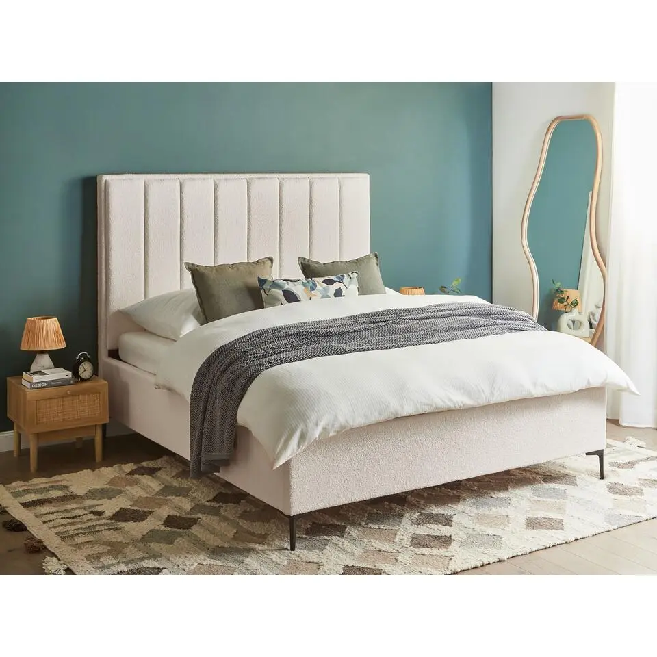 SEZANNE - Bed met opbergruimte - Gebroken wit - 160 x 200 cm - Bouclé
