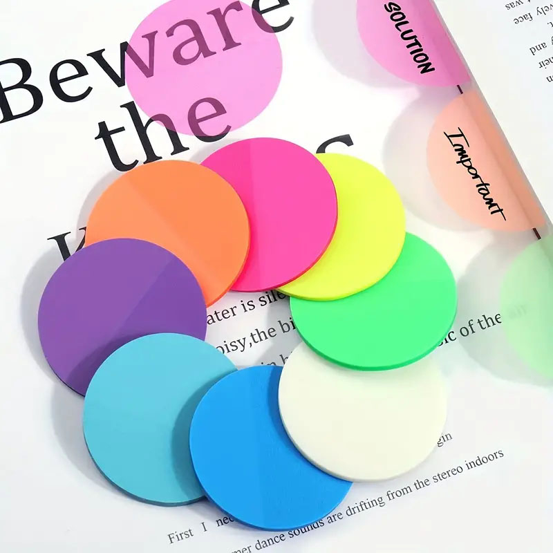 (8er Set) Ø41mm Wasserfeste Haftnotizen Sticky Notes Zettelblock à 20 Blatt - Assortiert