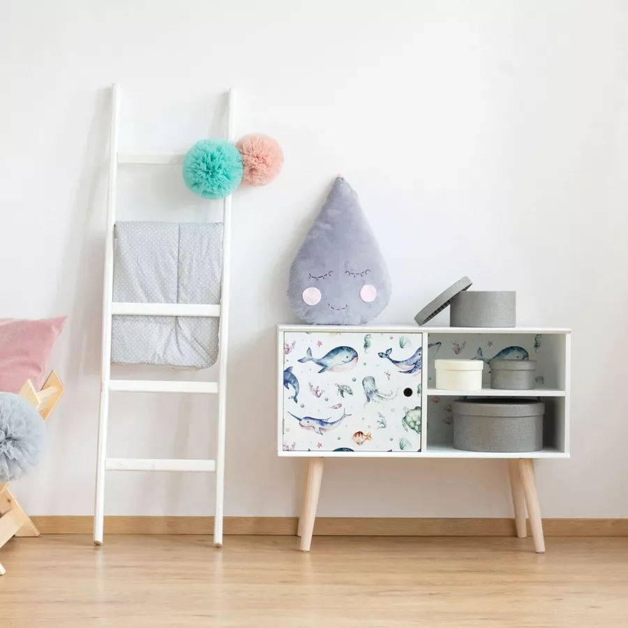 Nikima Klebefolie KF-13 selbstklebende Folie – Meerestiere Klebefolie bunt