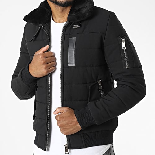 Doudoune Col Fourrure Noir