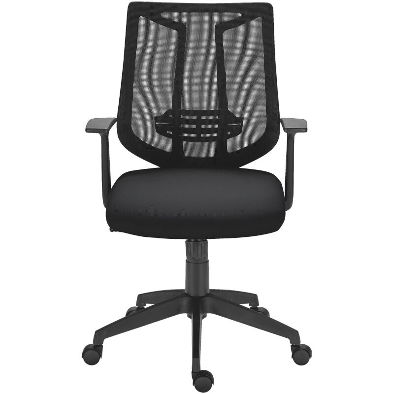 Chaise de bureau Bruneau Tiloa tissu et maille - Dossier bas avec accoudoirs  - Mécanisme Synchrone  - Pieds noir
