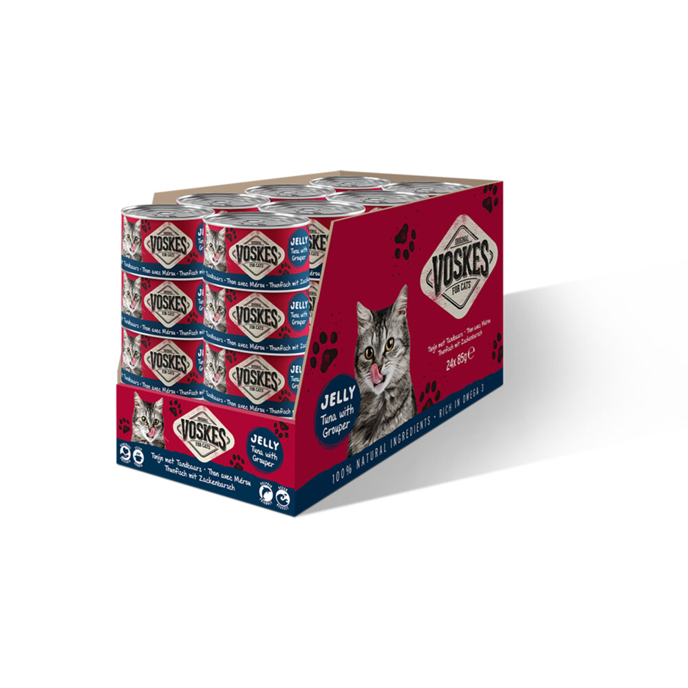 24x Voskes Kattenvoer Nat Tonijn met Tandbaars85 gr