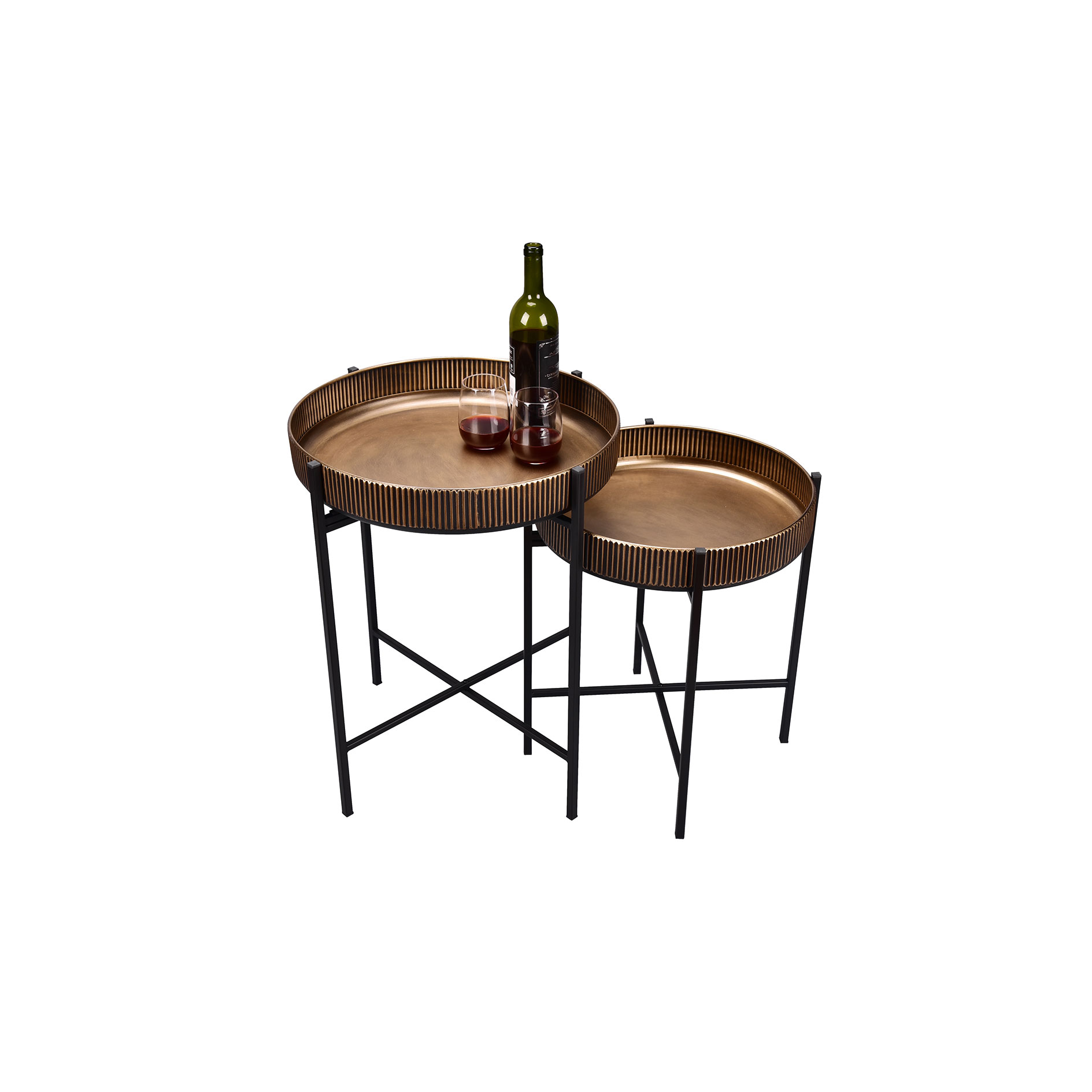Beistelltisch - goldfarben-schwarz - Metall - Ø 42 cm