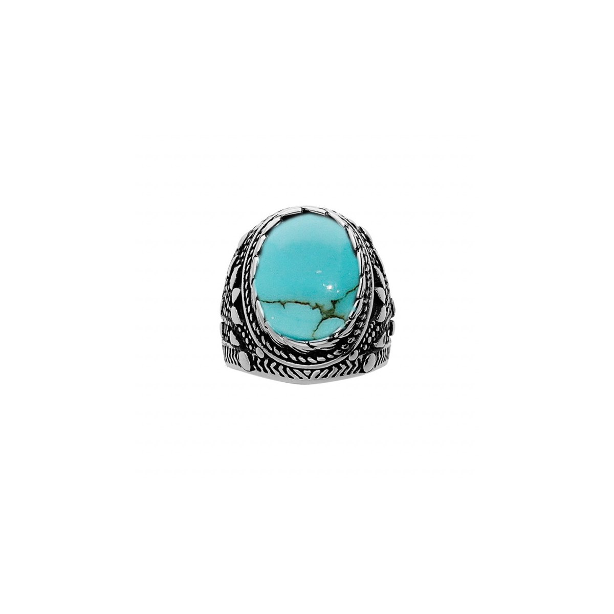 Chevalière Acier - Oxyde turquoise