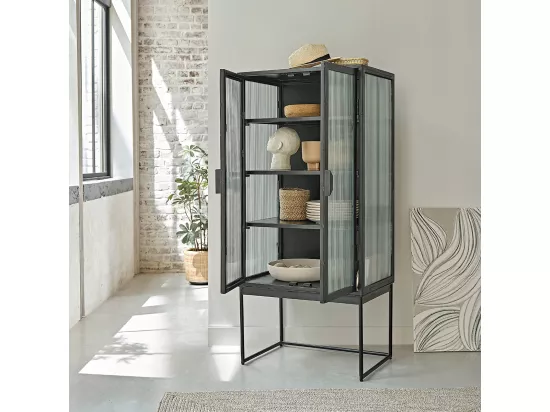 Vaisselier en métal et verre onduré 70 cm