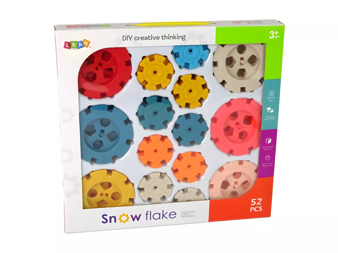 Ensemble de blocs de construction de flocons de neige pour enfants - 52 pièces multicolores