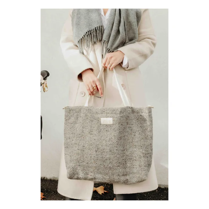Adorna Cabas en laine et lin | Gris chiné