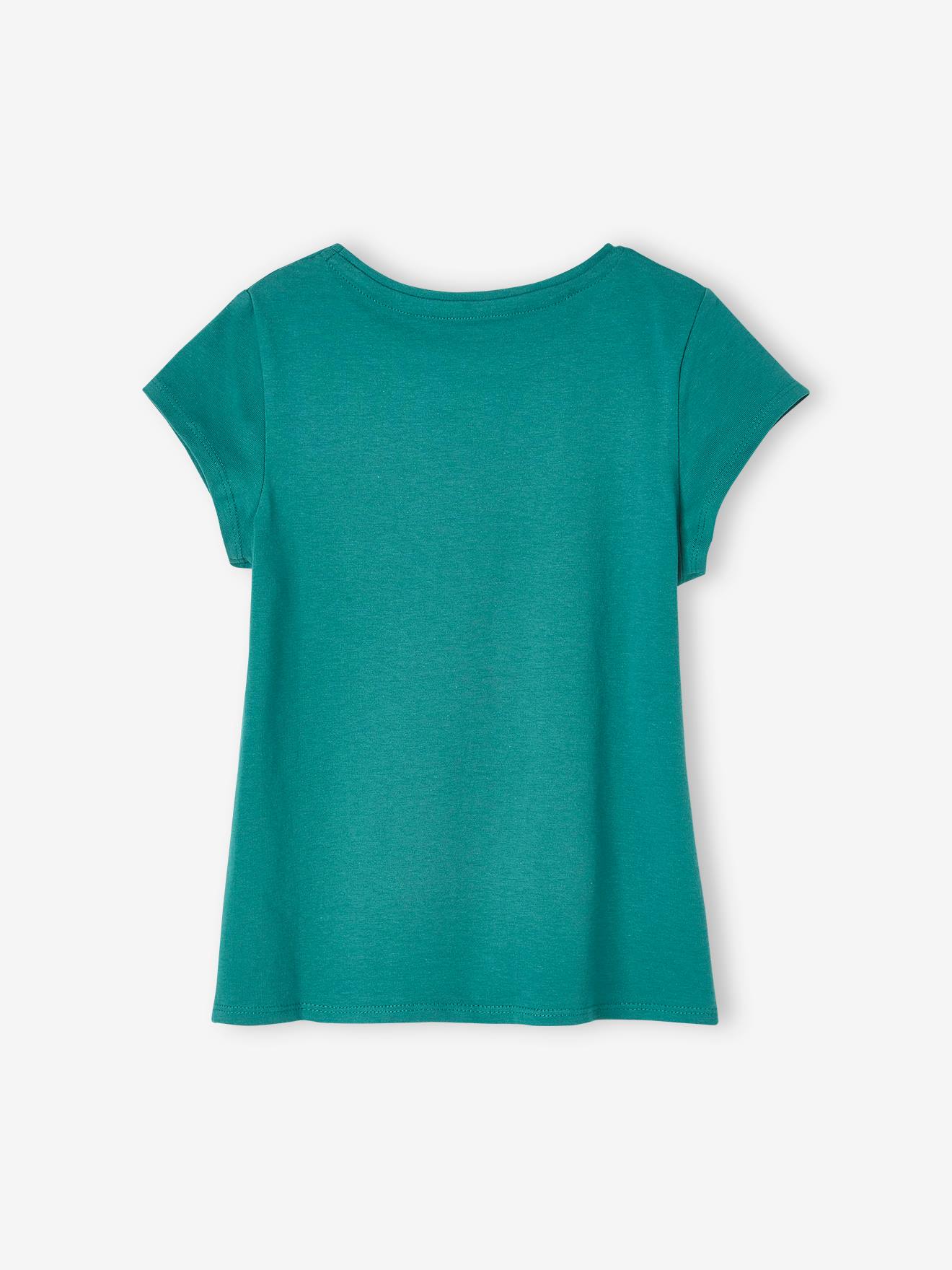 Camiseta com mensagem, para menina, verde pinho