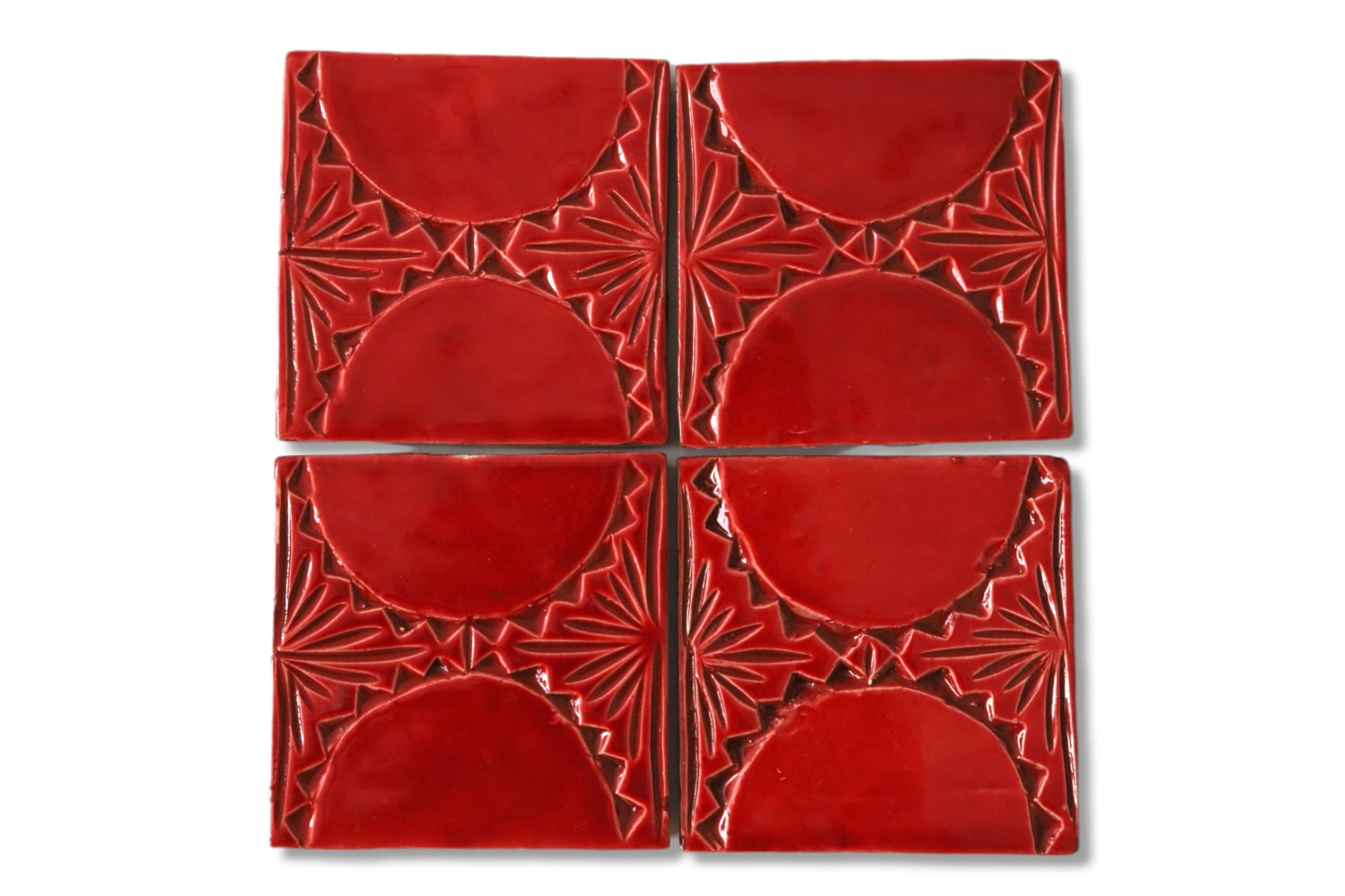 Kachel 'soleil rouge', rot, T 10 cm, B 10 cm, H 1 cm von fischer's lagerhaus