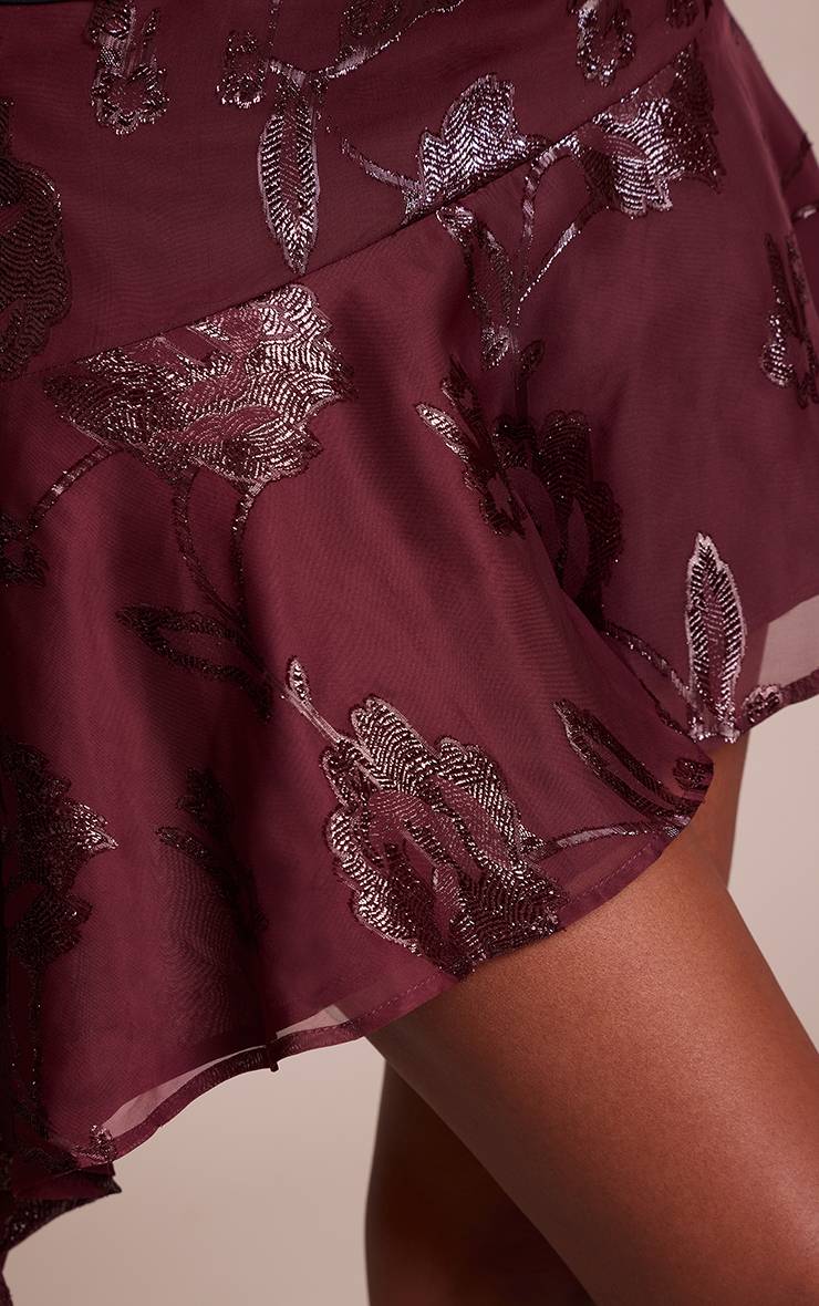 Prune Mini Jupe Fluide Brodée