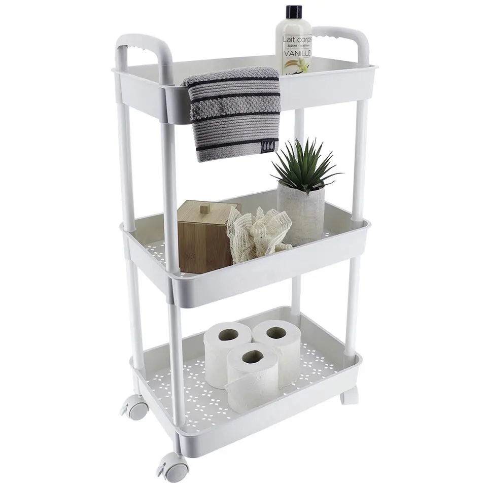 Tendance Keuken/badkamer trolley 3 laags - 38 x 26 x 77cm - wit