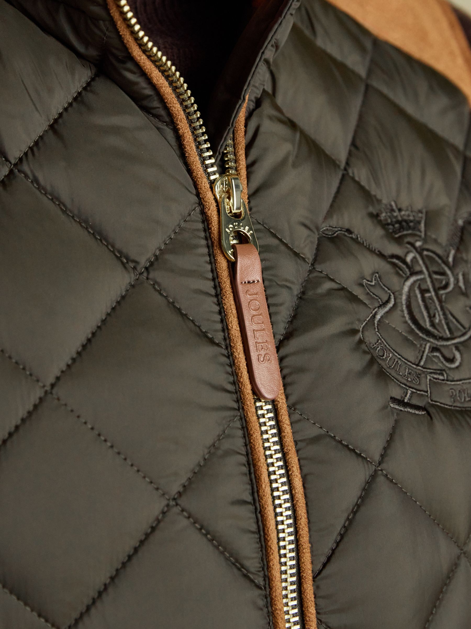Kakigroen - Joules Braemar luxe regenbestendige geruite doorgestikte bodywarmer