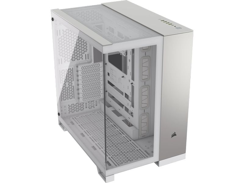 Corsair PC-Gehäuse 6500X Weiss/Aluminium Satin-Grau Mid-Tower PC-Case mit Zwei-Kammer-Design und herausragendem Luftstrom