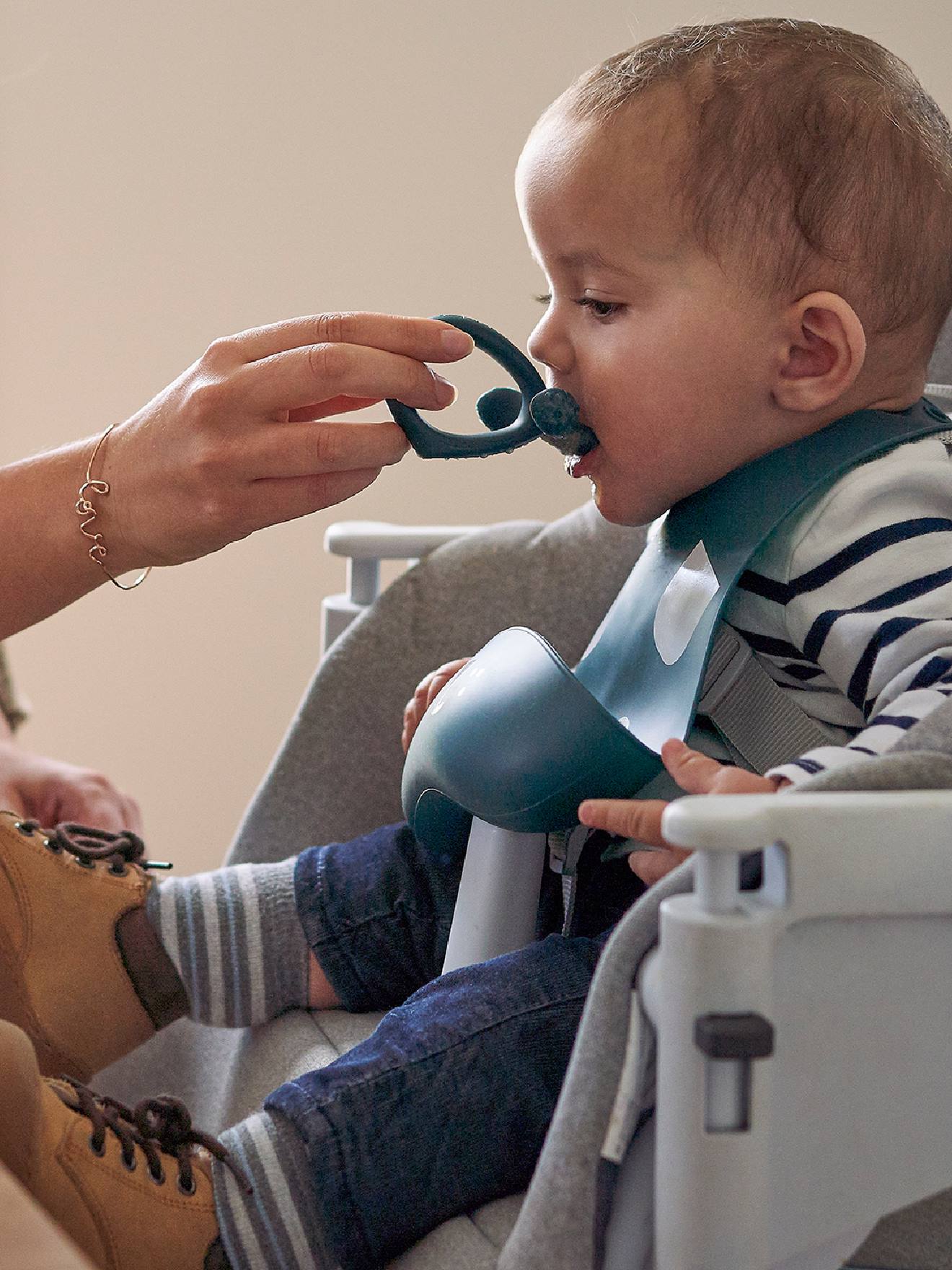 Kit de alimentação de silicone BABYMOOV First'Isy, azul claro liso