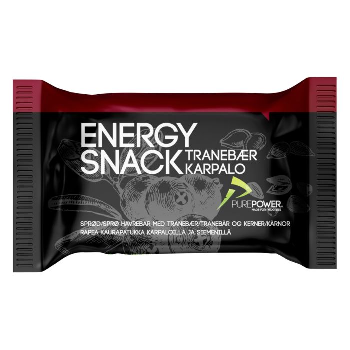 PurePower Unisex Energi-barer Energy Snack Cranberry Hvid