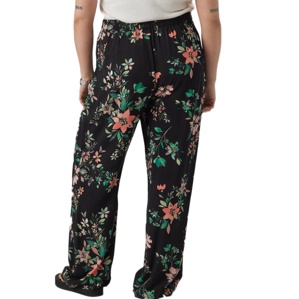 Vero Moda Pantalon Noir à fleurs Femme Vero Moda Curve Easy Hw Wide