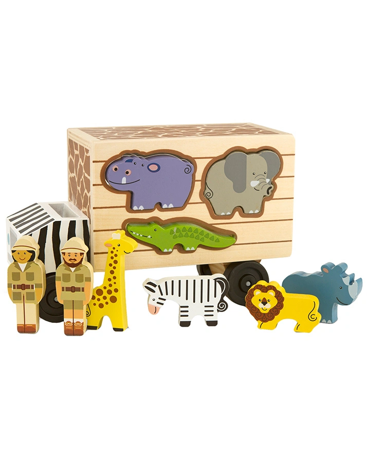Holz-Auto SAFARI ANIMAL-RESCUE mit Figuren