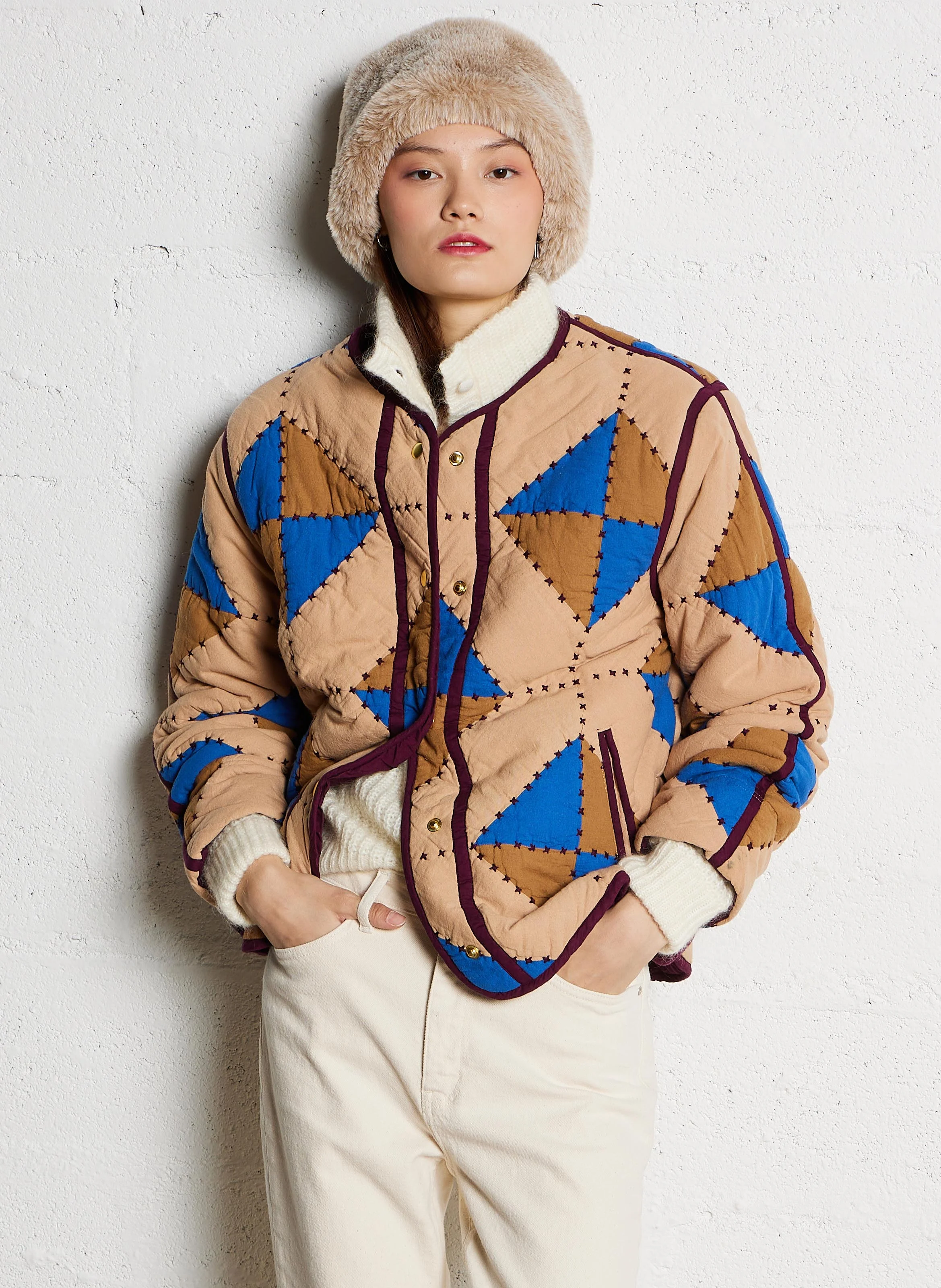 VULCA - Veste col rond en coton bio | Multicolore