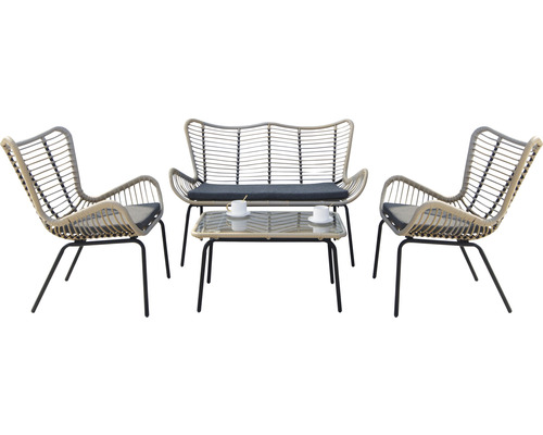 Tuinstoelenset acamp Corfu loungeset 122 x 71 x 75 mm aluminium antraciet