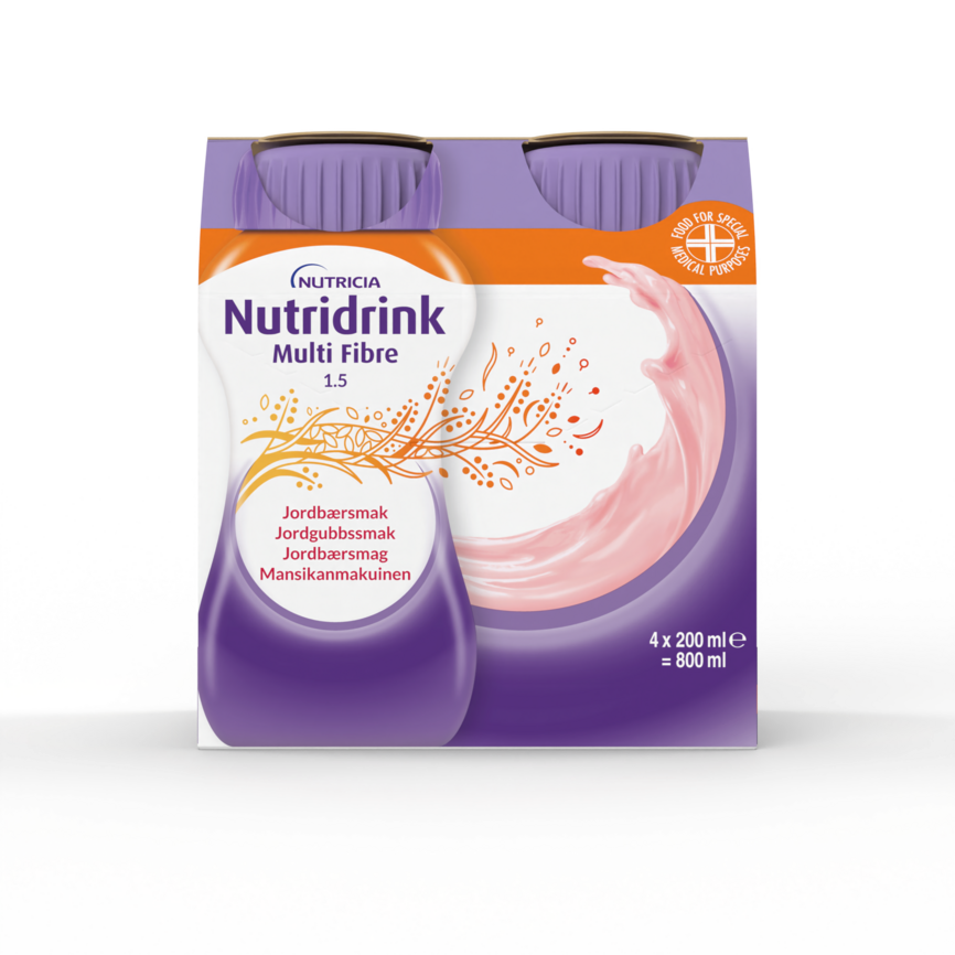 Nutridrink Multi Fibre jordbær 4x200 ml