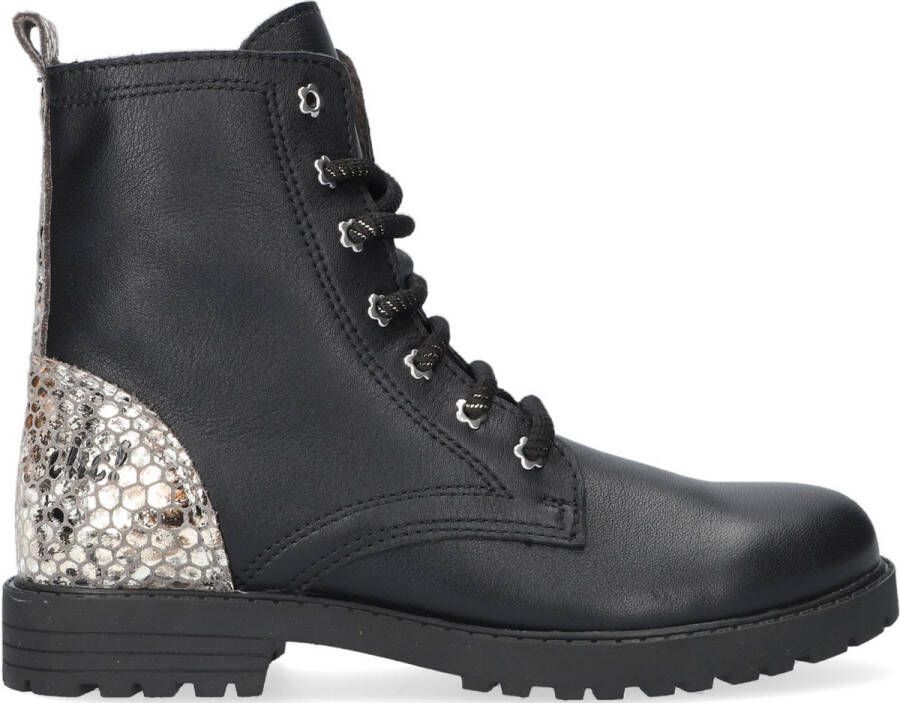 Clic! Cl-20231 Veterboots Laarzen Met Veters Meisjes Zwart