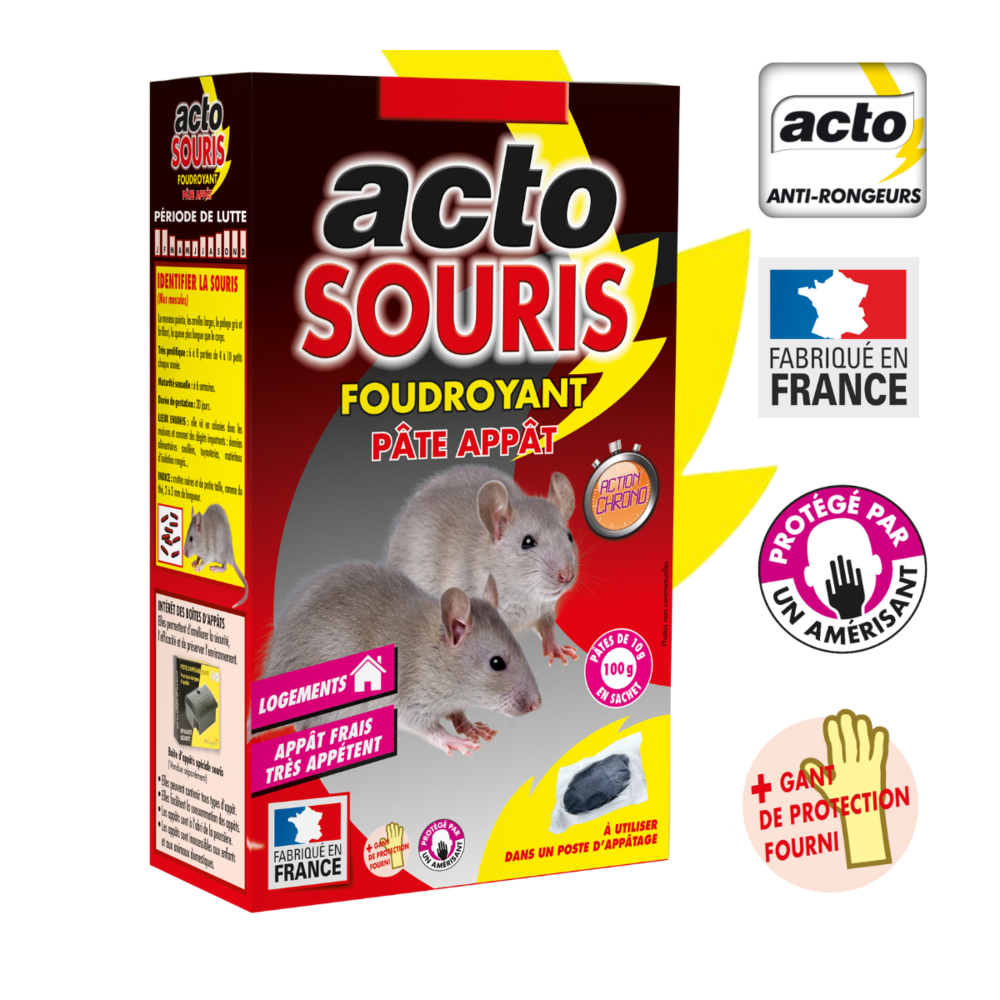 Acto souris foudroyant pâte appât - appât souricide puissant