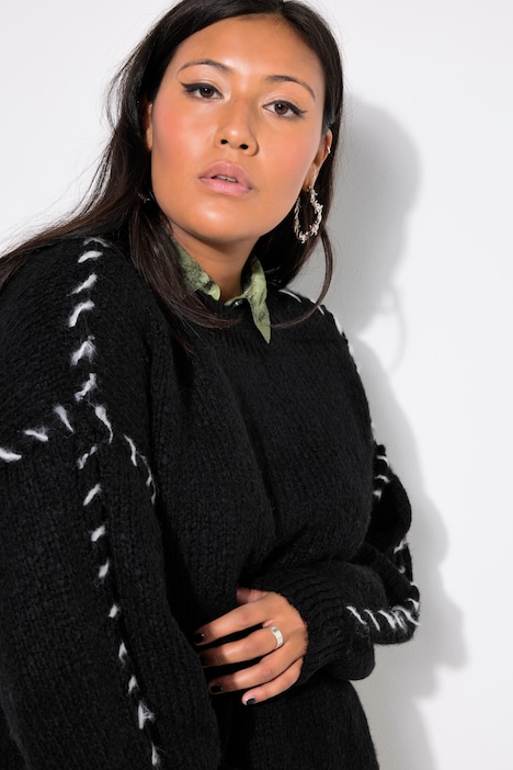 Pullover, oversized, Colornähte, Langarm
