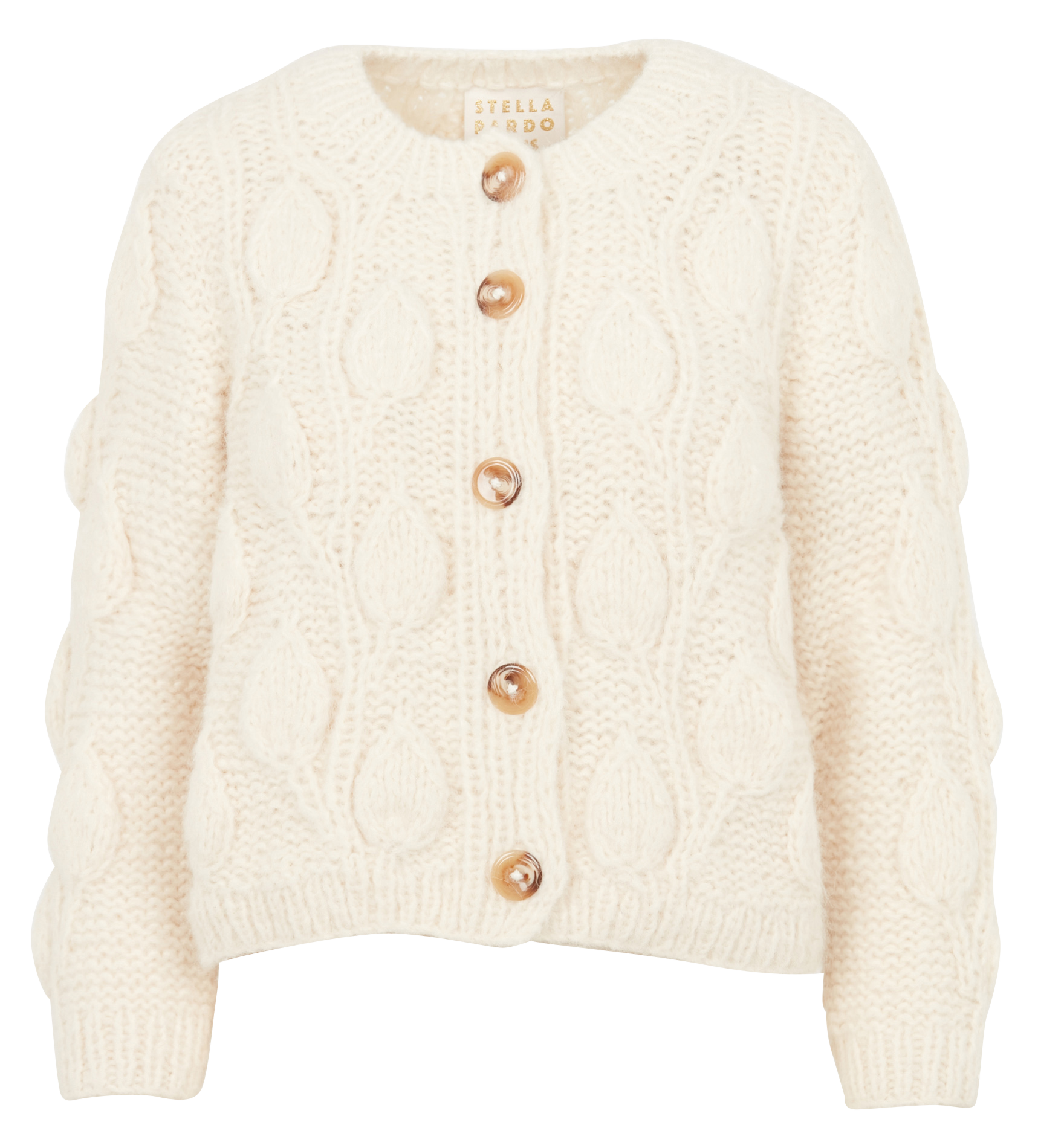 LEANNE - Gilet col rond en laine méangée | Beige