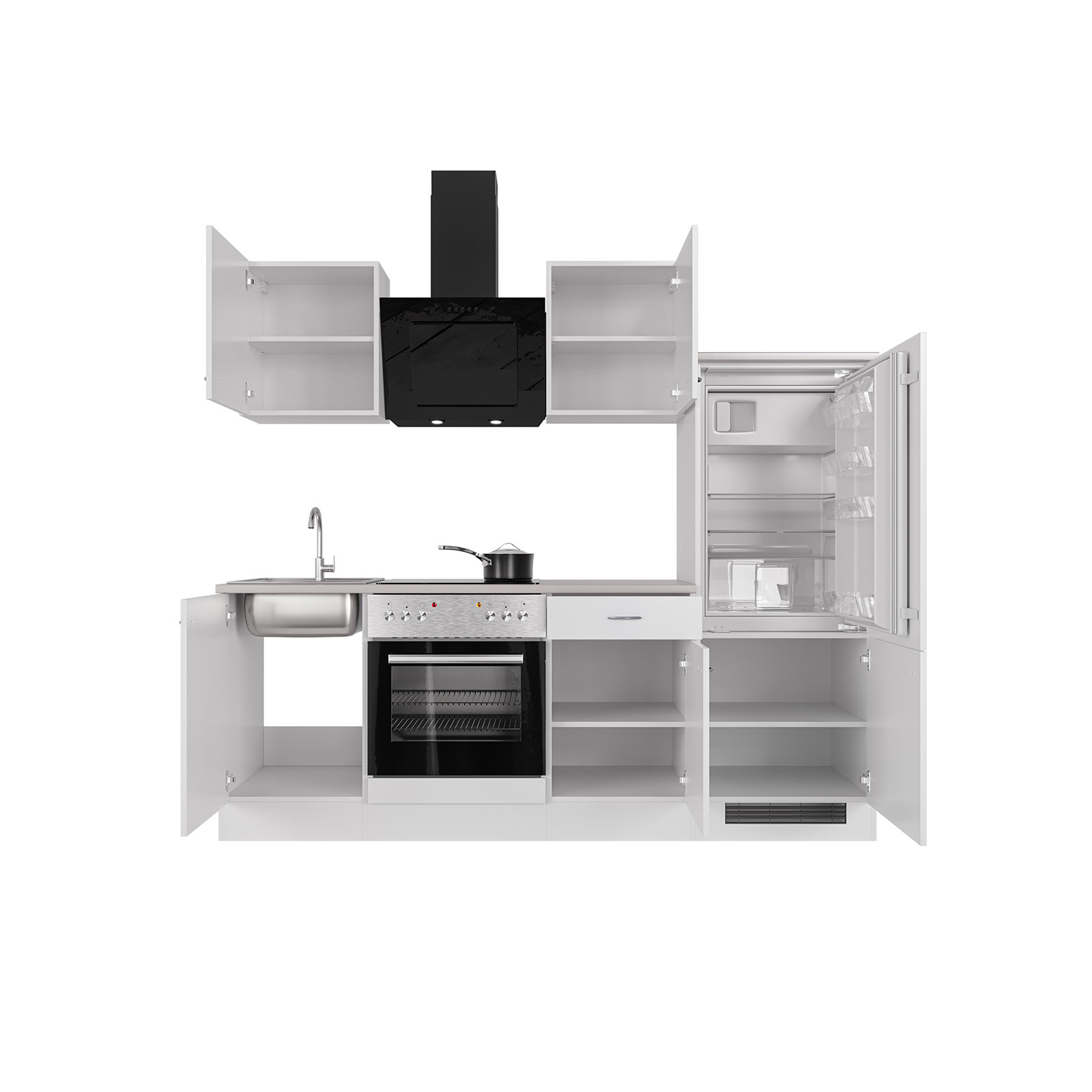 Küchenblock WITO - weiß - mit E-Geräten - 220 cm