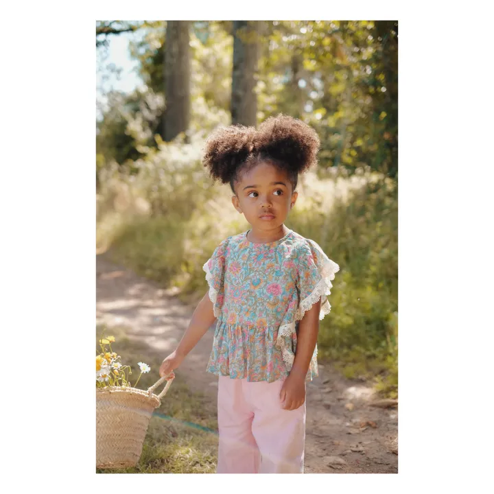 Louise Misha Blouse Ines Fleurie | Bleu Vert