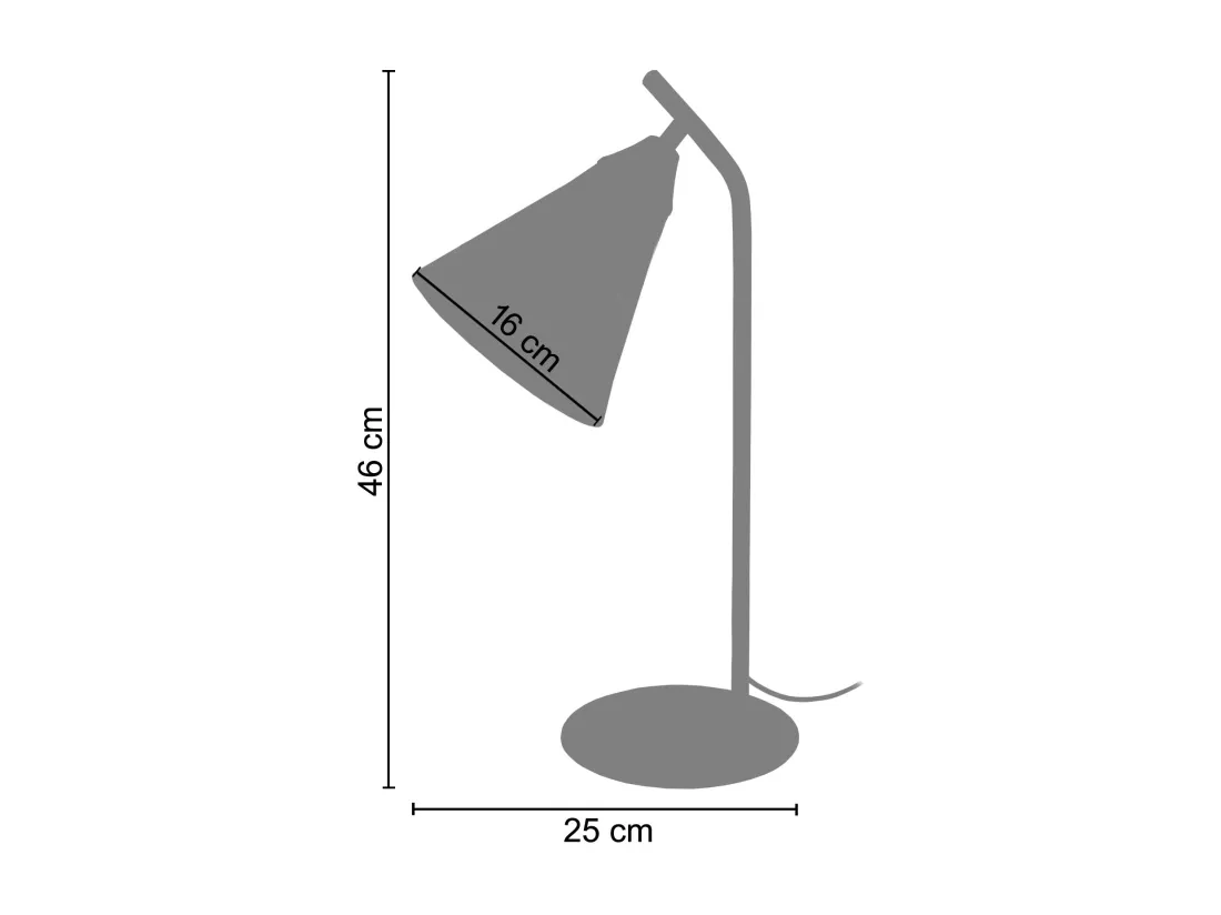 Lampe de bureau conique métal taupe 46 cm.