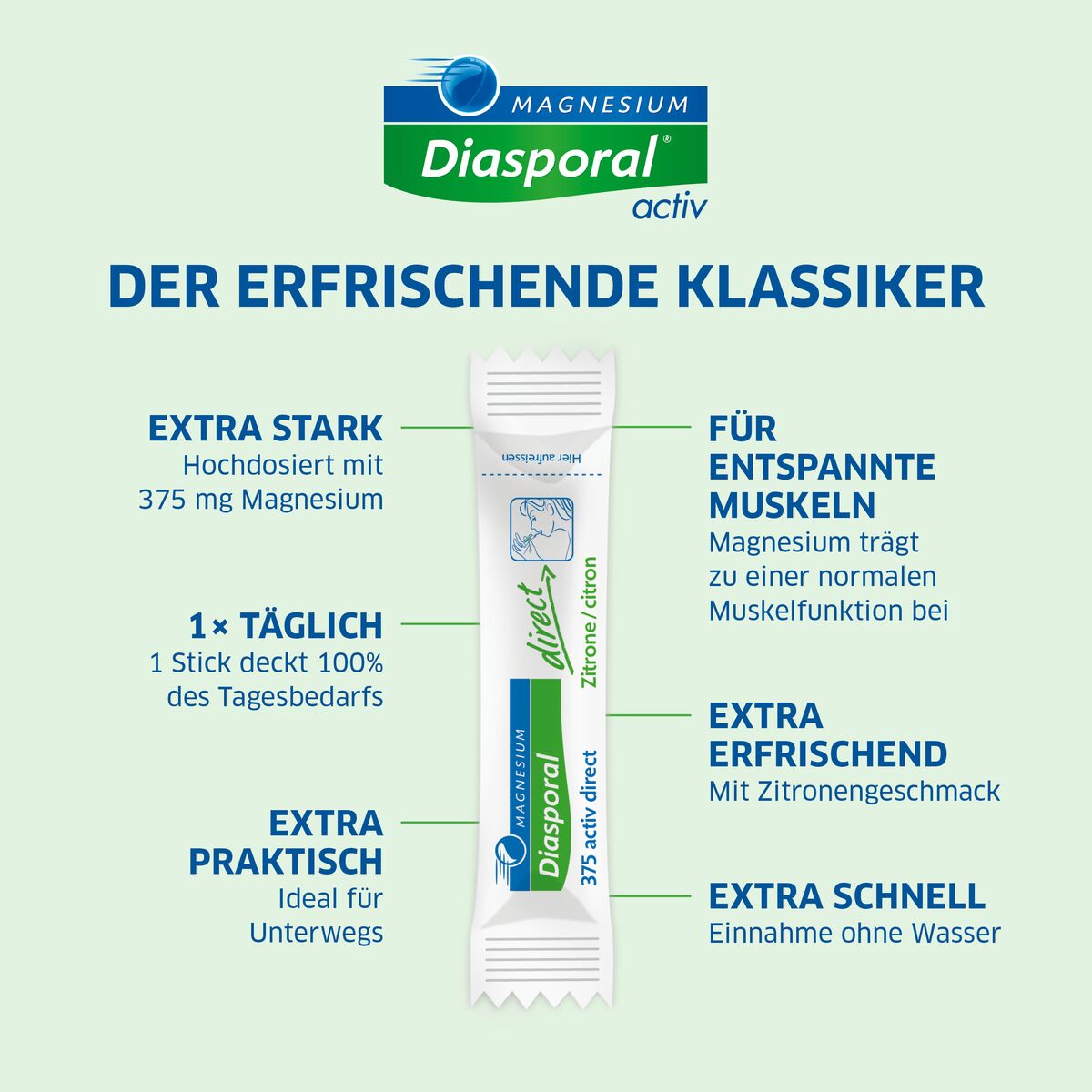 MAGNESIUM DIASPORAL Activ Direct zitrone 60 Stk