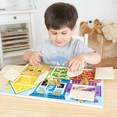 Melissa & Doug Låsebrett 6 Luker Med Dyr