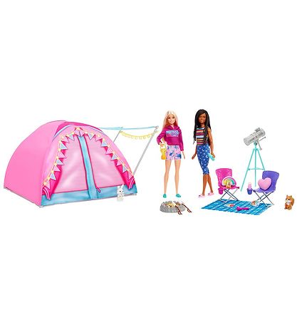 Barbie Dukkes?t - Camping Telt Og Dukker Brooklyn Og Malibu