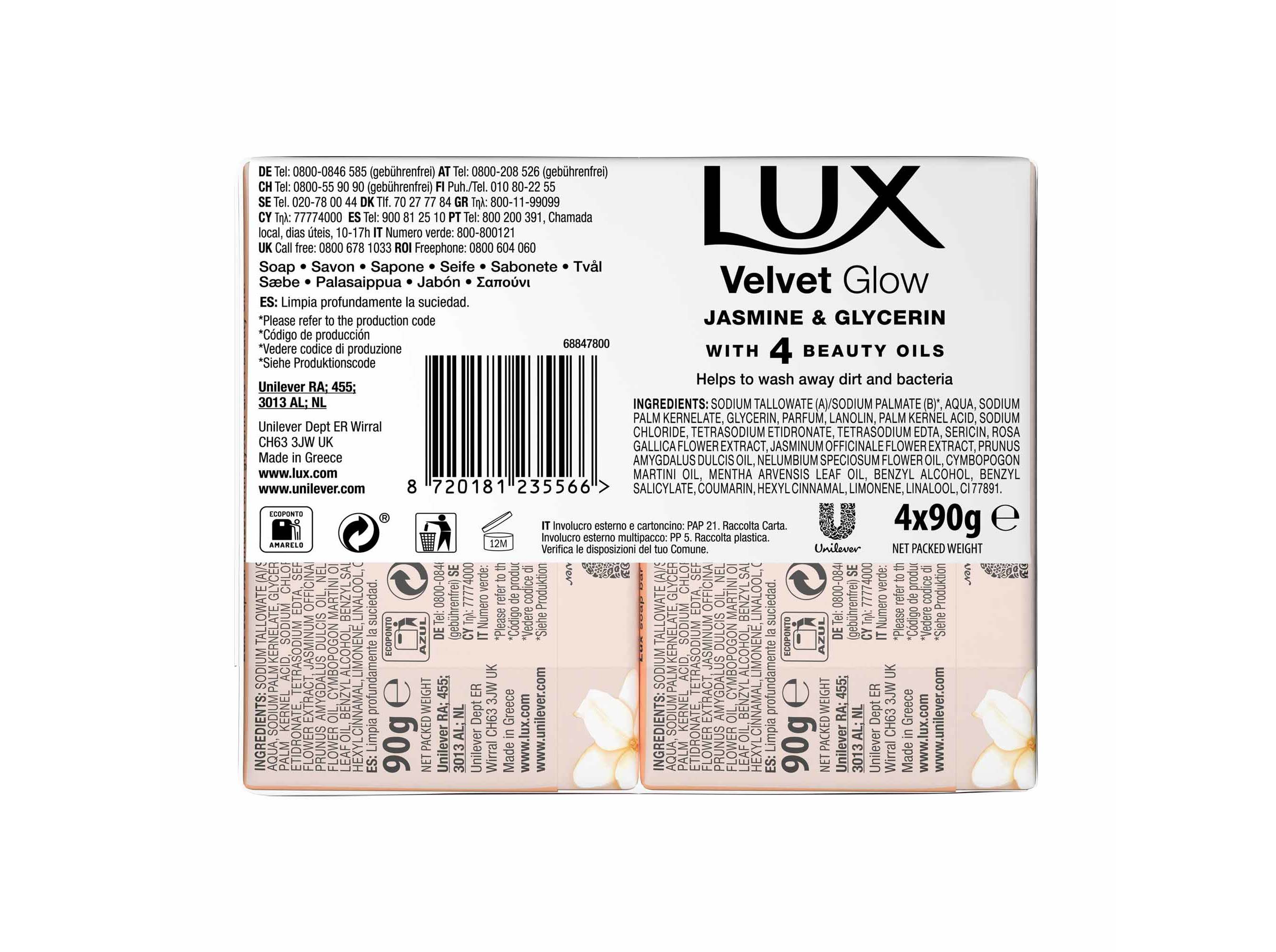 SABONETE SÓLIDO LUX VELVET GLOW 4X90G