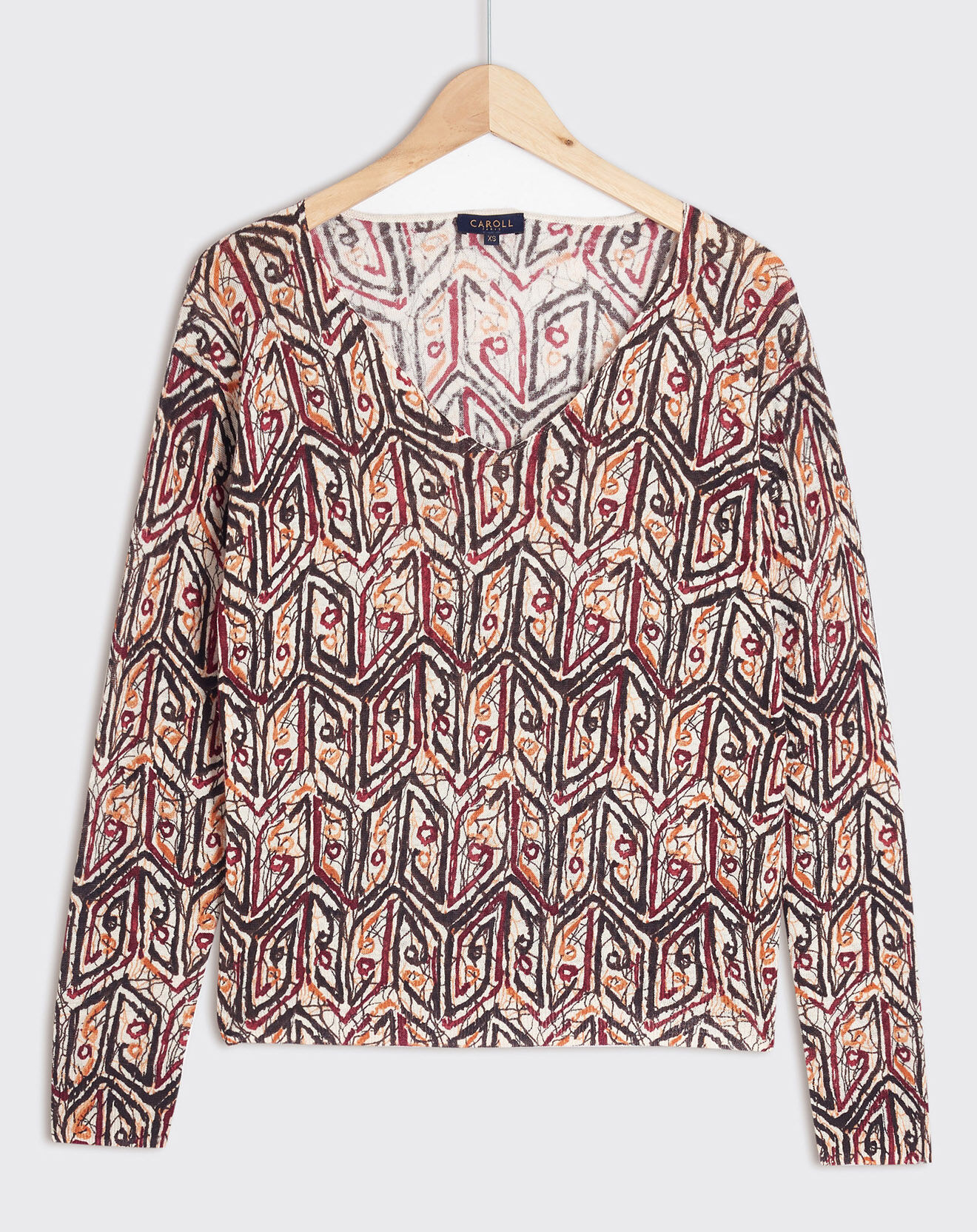 Caroll Pull fin 100% Lin Albane imprimé chataigne