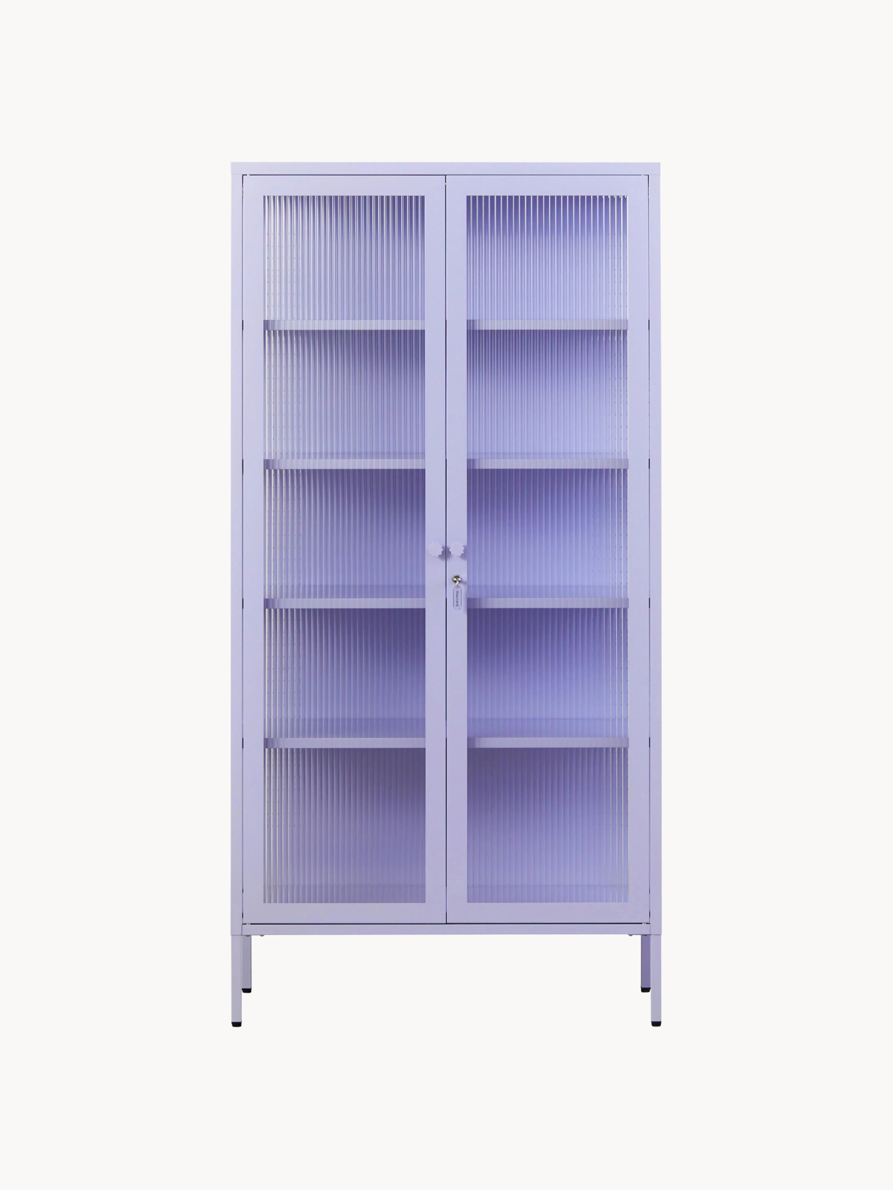 Metalen vitrinekast The Collector met geribbeld glas
