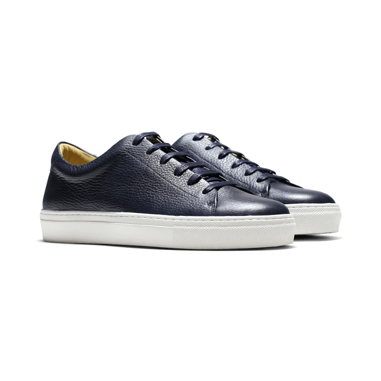 Kooper-Sneakers / Basket en cuir grainé marine
