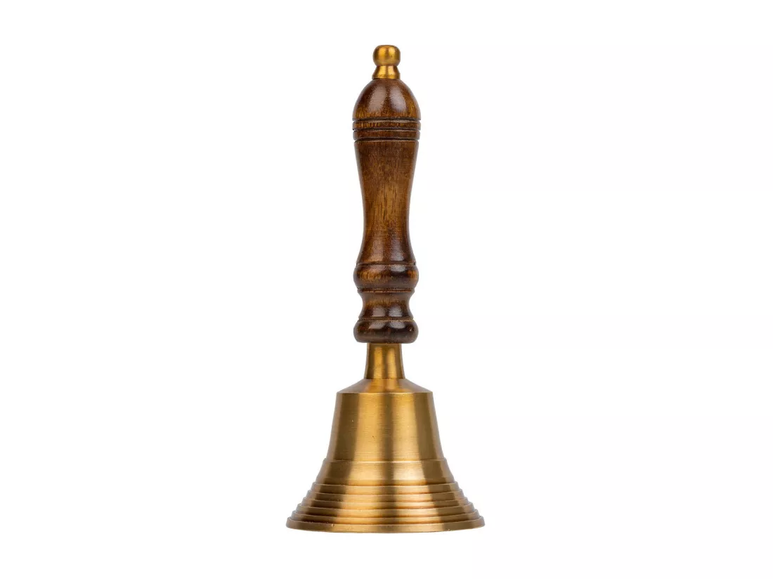 Cloche en métal et manche en bois marron d8x19h