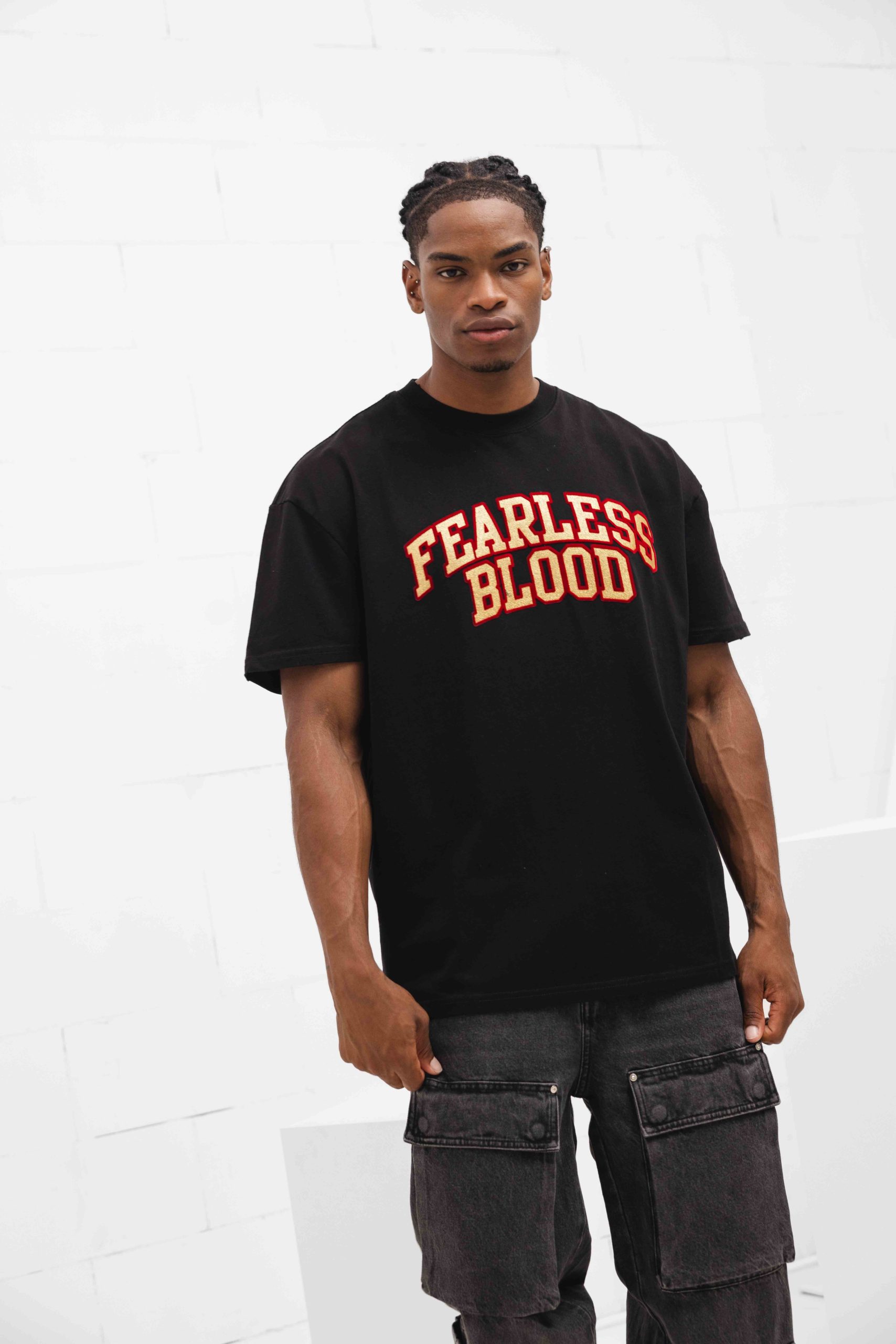 Fearless Blood Logoprint T-Shirt Heren Zwart/Rood