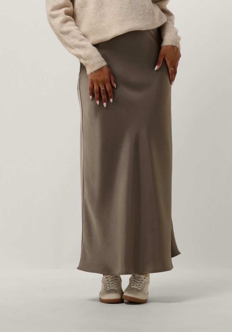 NEO NOIR taupe neo noir midirok vicky heavy sateen skirt
