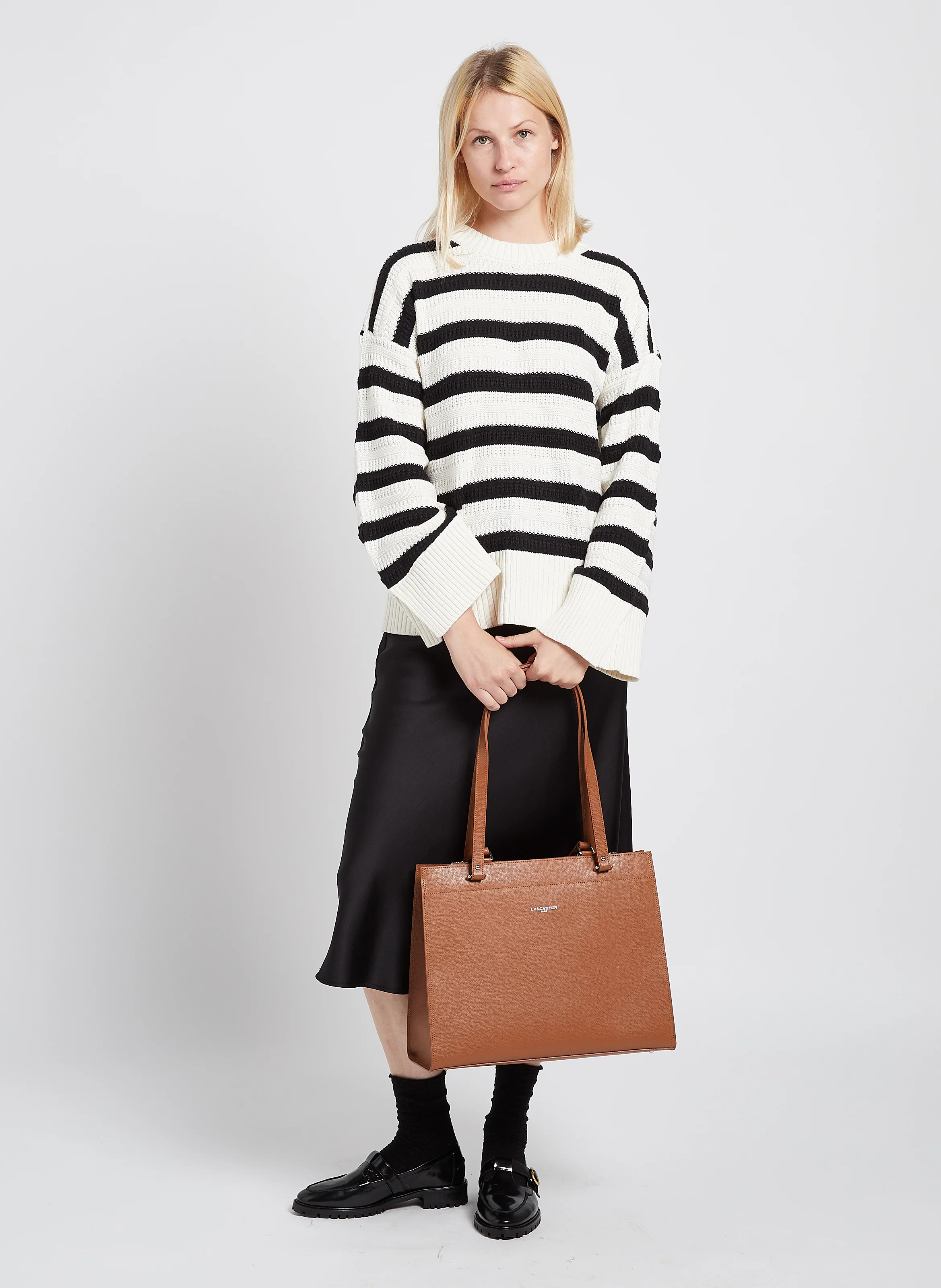 Grand sac cabas en cuir| Marron