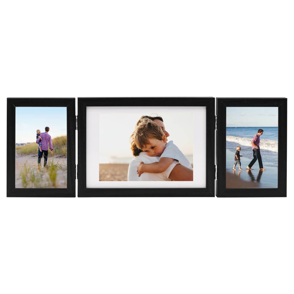 vidaXL Drievoudige fotolijst zwart 22x15 cm + 2 x (10x15 cm)