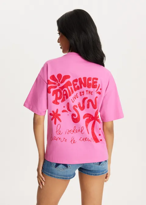 T-shirt met print under the sun roze (ROS)