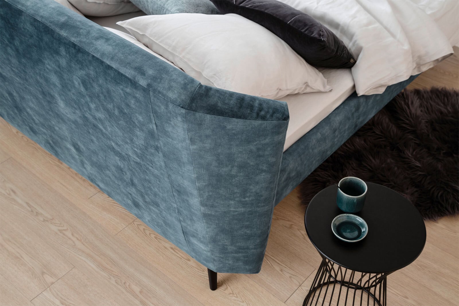 BOHOME Polsterbett PANOS blau-grau