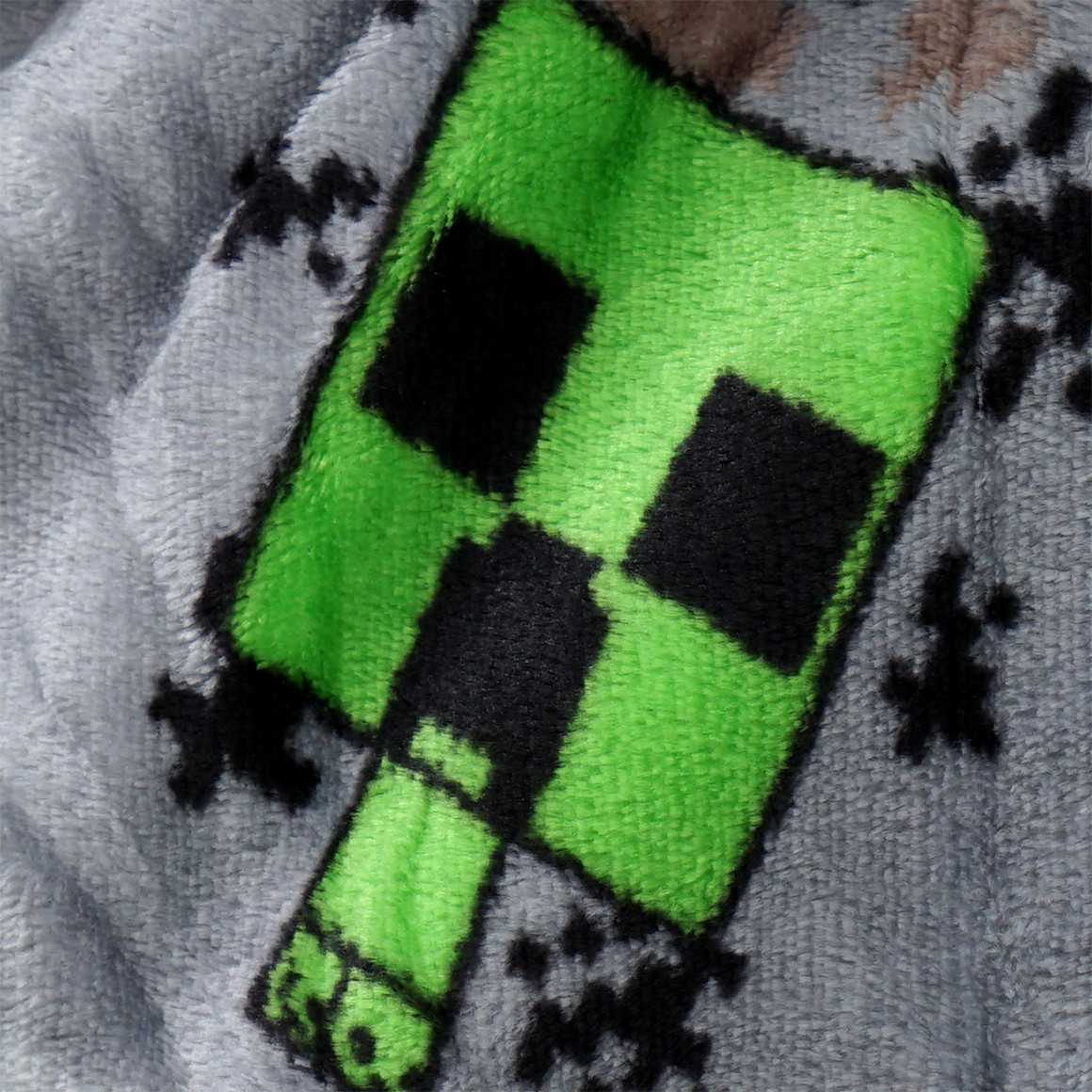 Topolino Minecraft Kapuzendecke aus Plüsch grau / grün