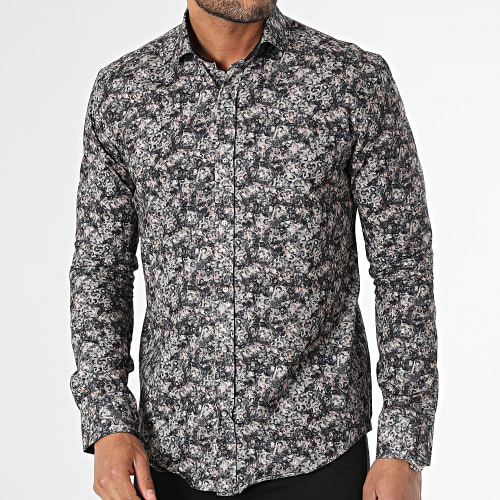 Chemise Manches Longues Beige Noir