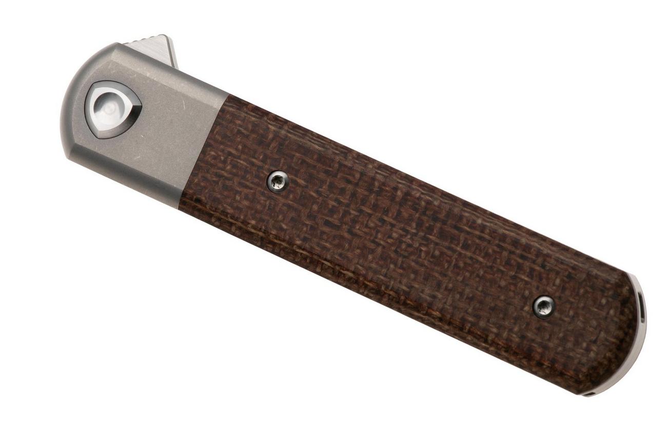 Liong Mah Tanto One, Bead Blasted M390, Burlap Micarta Titanium, zakmes